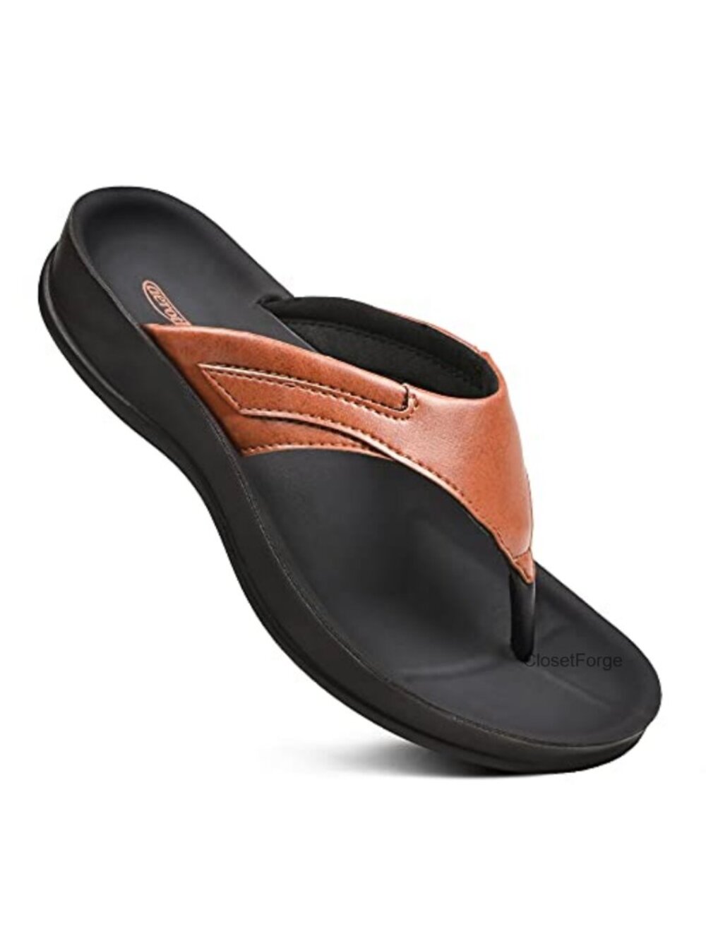 Orthotic Arch Support Flip Flops Faux Leather Thong Sandals
